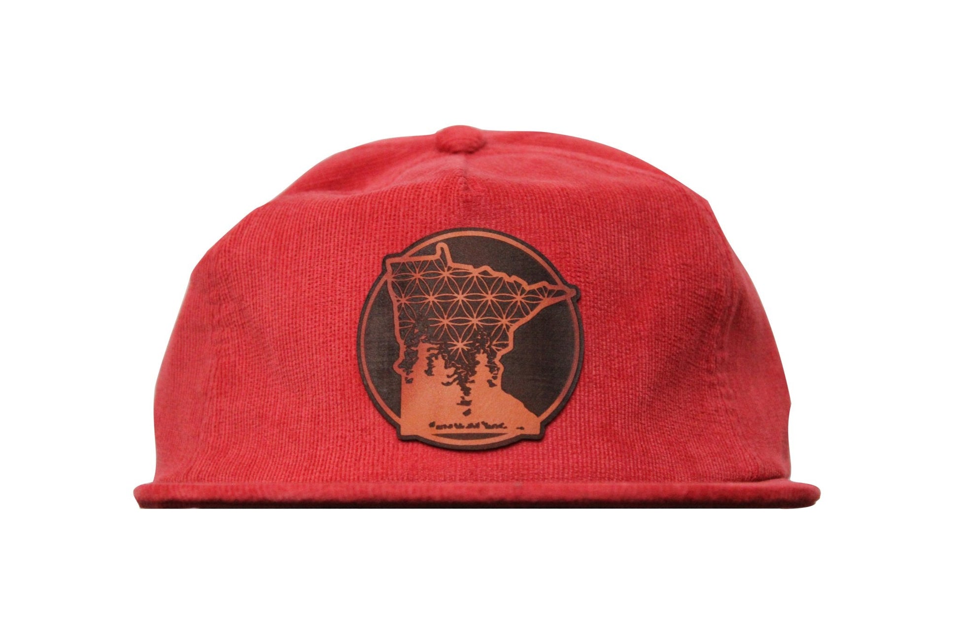 Corduroy 5 Panel Flat Brim Baseball Hat with Minnesota Leather Patches - Stagger Lee Outfitters