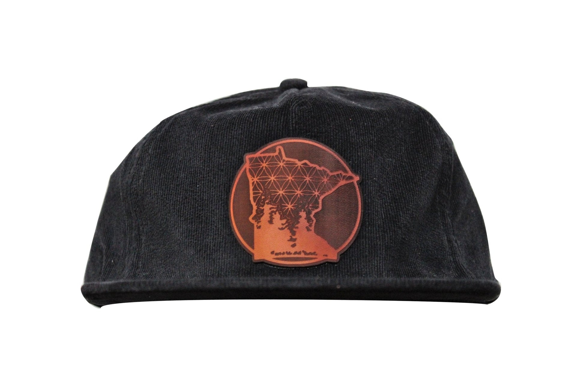 Corduroy 5 Panel Flat Brim Baseball Hat with Minnesota Leather Patches - Stagger Lee Outfitters