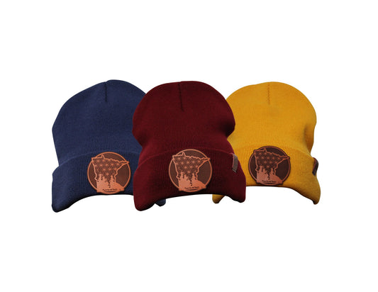 Cuffed Beanie with Vegetable Tanned Leather Minnesota Patch - Stagger Lee Outfitters