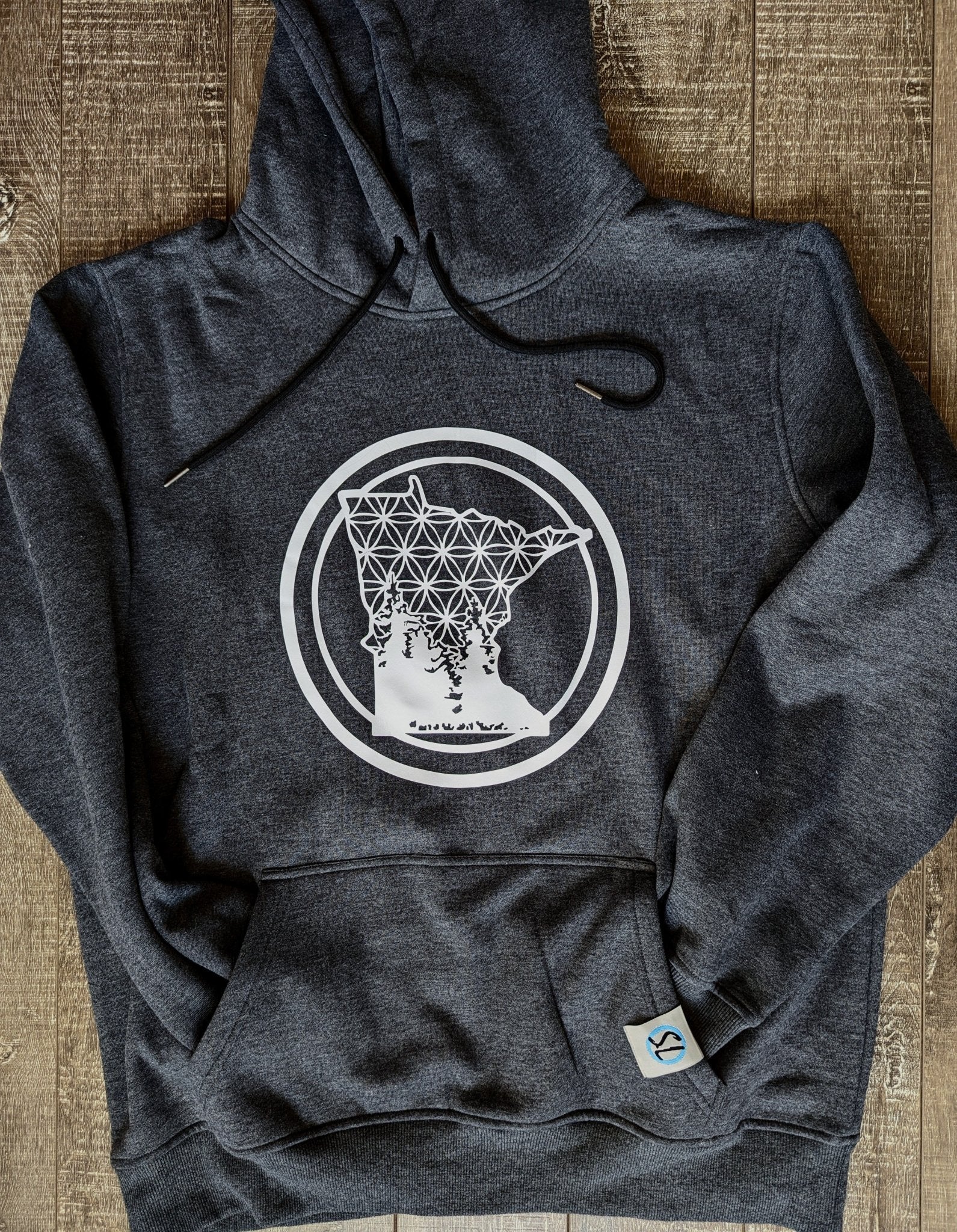 Minnesota Emblem High Contrast In White | Stagger Lee's Charcoal Fleece Hoodie - Stagger Lee Outfitters