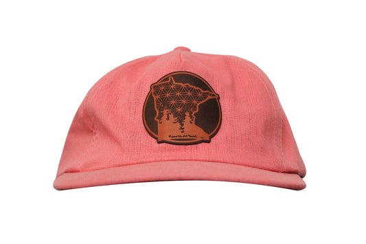 Minnesota Patch 5 Panel Unstructured Peach Hemp Hat with Vegetable Tanned Leather - Stagger Lee Outfitters